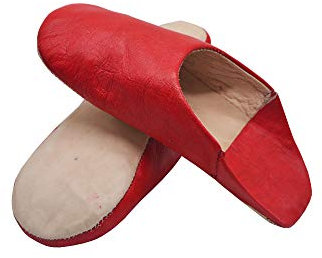 Marokkanische traditionelle Hausschuhe aus echtem Leder für den Hausgebrauch, Rot (Numeric_38)