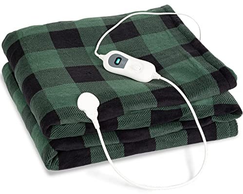 Klarstein Dr. Watson - Coperta elettrica, scaldaletto, termocoperta, 3 regolazioni, timer, protezione da surriscaldamento, adatta alla lavatrice, batterie, 120 W, 200 x 180 cm, rombi verdi