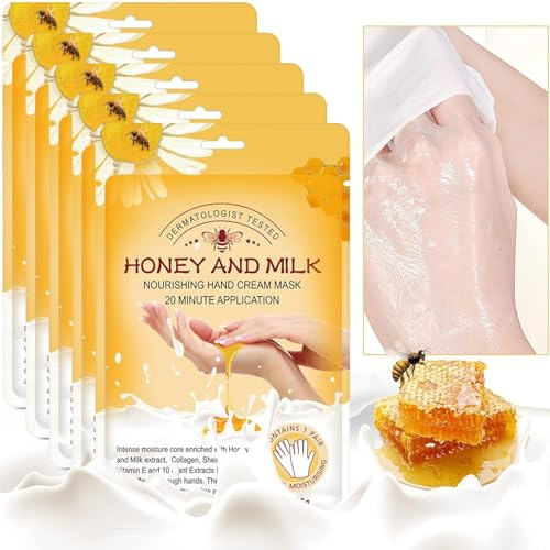 ZIXAOK 5 Pairs Hand Mask Gloves, Moisturizing & Repairing Treatment for Extra Dry & Rough Skin, Exfoliating Peeling Mask for Home Spa Care, Men & Women