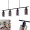 Hängeleuchte Hunouri, Deckenlampe aus Metall schwarz, Zimmerlampe mit Rauchglasschirmen 4-flammig, 4 x E27,ohne Leuchtmittel
