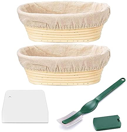 Barabesty Cestino da Lievitazione Rotondo per Pane Banneton in Rattan Naturale