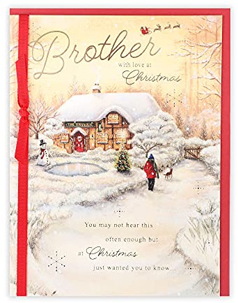 Clintons: Weihnachtskarte für Bruder, traditionelle Kneipenszene.