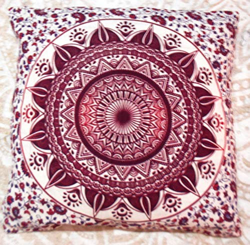 Mandala Quadratischer Kissenbezug Indischer Pouf Kissenbezug Pom Outdoor Boho Kissenbezüge Bedding Wohnzimmer Dekorative Throw Kissenbezüge (50)