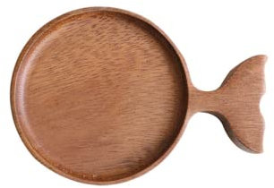 Cgeegirl 3 platos de madera de madera maciza con forma de pescado y madera de acacia, pintados a mano, para condimentos