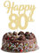 3Pcs Happy 80th Cake Topper Gold Glitter Number 80 Eighty Birthday Cake Pick Decorations for Cheers to 80 Years Old 80th Birthday Wedding Anniversary Party Supplies