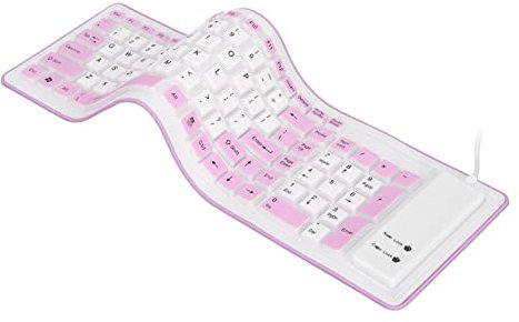 Garsent Teclado de Silicona Plegable, 103 Teclas con Cable Bluetooth Impermeable Rollup Teclado, Silencio Flexible Teclado de Goma Suave, Ahorro de Espacio, para PC Notebook Laptop(Púrpura)