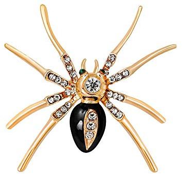 1X Elegante Schwarze Spinne Brosche Frauen Corsage Kinder Geburtstagsgeschenk Kragen Revers Abzeichen Schmuck Schals Schal Clip Dame Schmuck Tasche Ornament Exquisite Verarbeitung