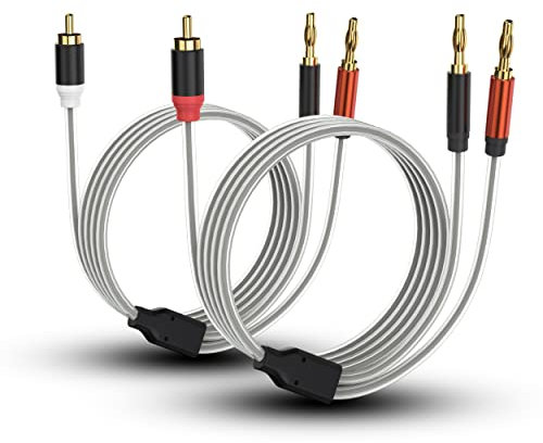 HOSONGIN RCA to Banana Plug Adapter Cable 6 Feet -2 Pack,RCA Male to Banana 2 Male Plug Y Splitter Speaker Wire Audio Cable, Gold-Plated Double Shielding Hi-Fi Systems Stereo Cable