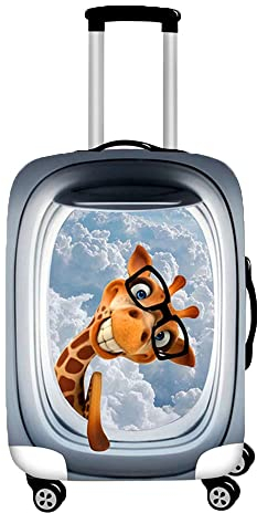 Hiseng Elastisch Kofferhülle Kofferschutzhülle 3D Druck Koffer Schutzhülle Kofferüberzug Luggage Cover Reisetrolleyabdeckung für 18-32 Zoll Koffer (Karikatur,L (26-28 Zoll))