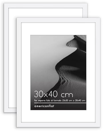 Americanflat 30x40 Picture Frame (12x16 Inches) in White - Set of 2 - Use as 9x12 Picture Frame with Mount or 12x16 Frame without Mount - Wall Picture Frames with Sawtooth Hanging Hardware