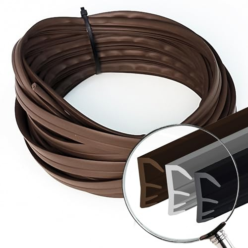 Burlete puerta exterior | Perfil de estanqueidad para ventanas | 20M, MARRON F-4/18 | Burlete puerta entrada | Tiras de sellado para puertas | Junta de goma para puertas madera | Junta de ranura 4mm.