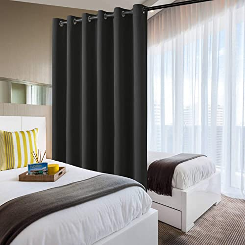 DWCN Thermovorhang Extra Breite Vorhänge Raumteiler Vorhänge Blickdicht H274xB254cm Raumtrenner Gardinen Ösen Gardinen Ösenschal Schallschutz Vorhänge für Wohnzimmer Schlafzimmer Büro,1 Stück, Schwarz