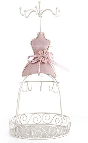 Porte-bijoux, 4 Styles élégant Modèle de Dame Organisateur de Bijoux Mannequin Robe de Princesse Collier Support Suspendu pour Bracelets Boucles d'Oreilles Bagues Femmes Filles (Support en fer)