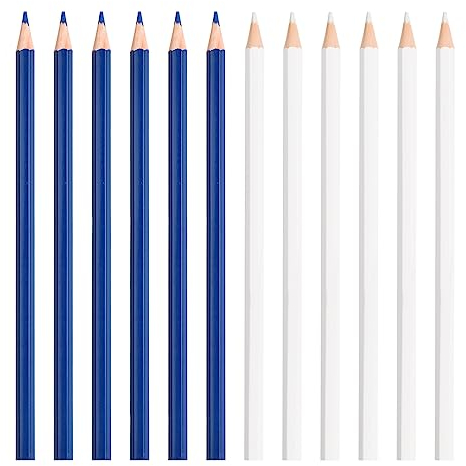 Nivofu 12 Pz Matita da Sartoria per Cucito, Bianco e Blu Penne per Marcatura in Tessuto Solubili in Acqua, Matita Gesso per Tessuto Penna per Gli Strumenti di Marcatura e Tracciabilità Del Sarto