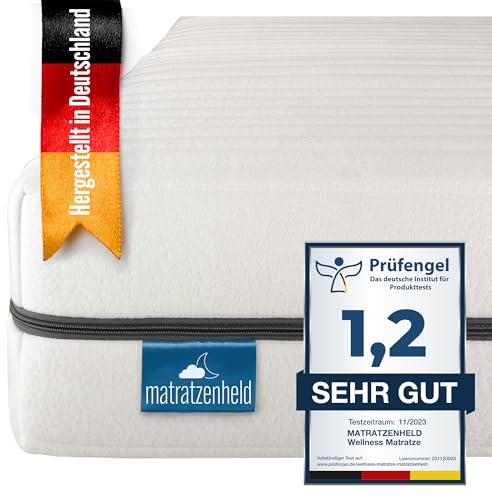 Matratzenheld Wellness Matratze | Ergonomische 7-Zonen Kaltschaummatratze | Härtegrad 2 (H2) 0-80 kg | Öko-Tex Zertifiziert | Höhe 18cm | 160 x 200cm