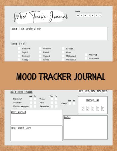 Mood Tracker Journal: Daily Mood Notebook & Wellness Diary with Prompts | Mental Health Planner | A Daily Tracker for Managing Emotions and Stress