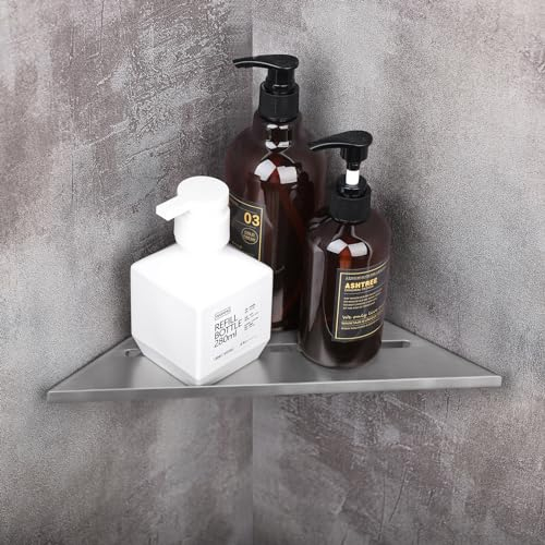 ZGTMSZ Mensola Doccia - Installazione di Perforazione, Portasapone Doccia, Cestino Doccia Angolare, Acciaio Inox SUS304 Portaoggetti Doccia, Porta Shampoo Doccia (Argento,1 Pezzi)