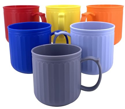 YUYUHUA Plastic Coffee Mug with Handle set of 6, 13 oz Iced-Tea Cup Rainbow