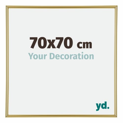 yd. Bilderrahmen 70x70 cm Gold - Kunststoff Rahmen Annecy | Your Decoration, Acrylglas aus Kunststoff, Wandmontage, Geeignet für Fotos, Poster und Puzzles, Made in Holland