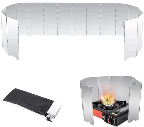 Pare-Vent Pliable Aluminium, 10 Plaques Plaques Pare-Brise de Camping, Portable Stove Pare-Brise, Protection Antivent pour Réchaud à Gaz Pliable, pour Camping Réchaud Extérieur, Pique-Nique