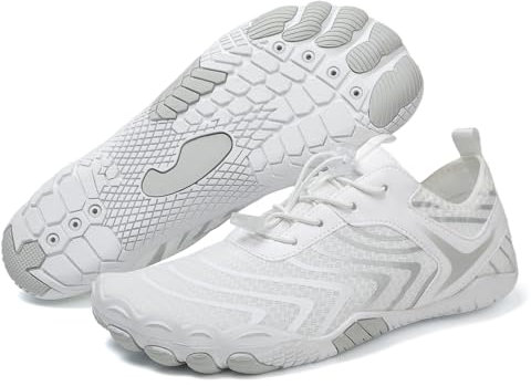 AONEGOLD Chaussures Aquatiques Homme Femme Léger Chaussures Pieds Nus Respirant Chaussures d'eau Antidérapant Chaussure de Plage Séchage Rapide Water Barefoot Shoes (819 Blanc/38EU)