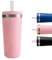 Chilly's Original Coffee Cup with Straw Lid - Thermal Travel Mug - Reusable Closed Cups with Drinking Straw - Double Walled Vacuum Insulated Mug - Pastel Pink, 500ml
