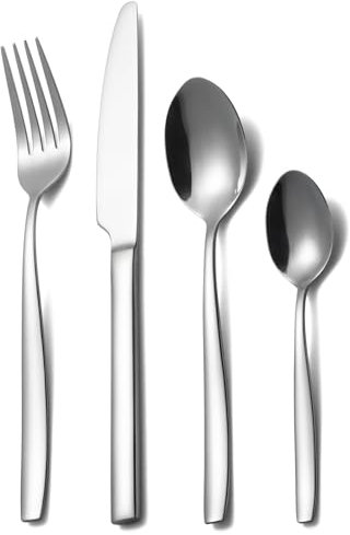 Cutlery Set,Alata Bristol 16 Piece Stainless Steel Flatware Set, Tableware Silverware Set with Forks Spoons Knife Set, Service for 4, Dishwasher Safe/Everyday Use, Mirror Polished