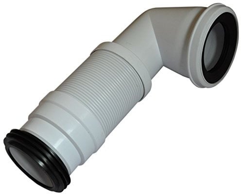 ODSUPPLIES 90 Degree Bent Flexible White Rubber Toilet Pan Connector (Pack of 1)