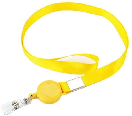 Lanière rétractable jaune extensible avec clip tour de cou plat pour badge d'identification pour école, réunion, affaires, salons commerciaux
