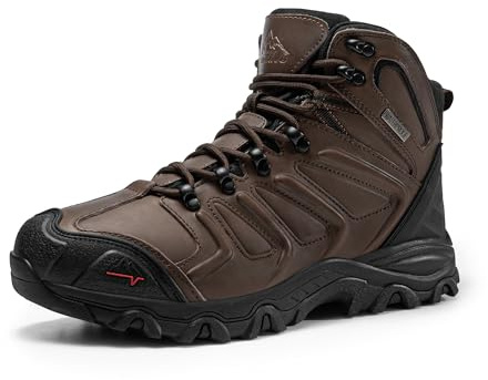NORTIV 8 Men's Ankle High Waterproof Hiking Boots,Dark Brown,13