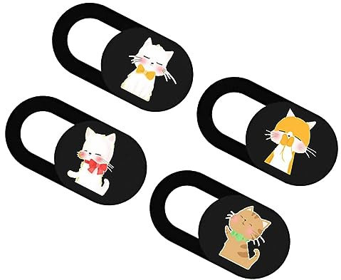 UKCOCO Cover Privacy Webcam Per Laptop 4 Pezzi Ultrasottile a Forma Di Gatto Cursore Scorrevole Per Protezione Fotocamera Personale Su Computer, Tablet e Smartphone