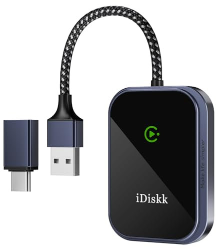 iDiskk CarPlay Wireless Adapter 2024 Upgrade - Konvertiert Kabelgebunden zu Kabellos für iPhone, Plug and Play Dongle, Bluetooth Wireless Control für Autos ab 2017