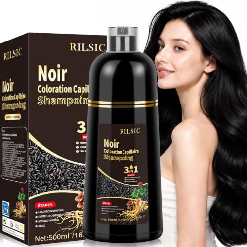 500ml Shampoing Colorant Noir Hair Dye Shampoo 3 en 1