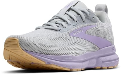 Brooks Women’s Trace 4 Neutral Running Shoe, Oyster/Purple/Sherbert, 5.5 UK