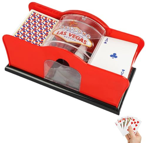 Amesor Manivelle de mélangeur de cartes, mélangeur de cartes 2 jeux - Mélangeur de poker et machine de distribution,Manuel de mélange de cartes à jouer pour Blackjack Texas Holdem Poker jeux de cartes