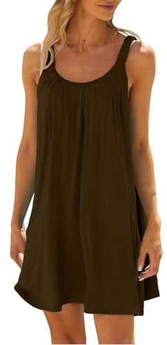 Surttan Strandkleider Damen Sommer Kurz Sommerkleid Bikini Cover Up Strandkleid Strand Kleider Casual Ärmellos Tshirt Kleid Minikleid