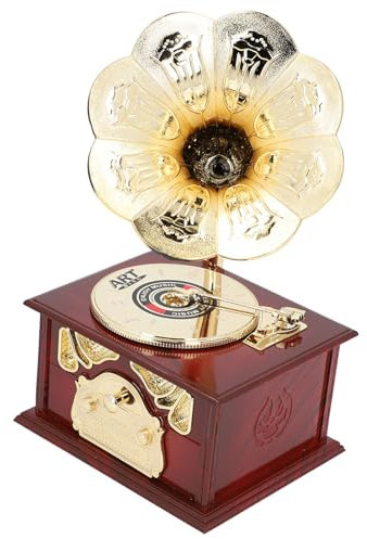 Zoeyilan Gramophone Music Box, Vintage Gramophone Record Players, Retro Turntables Clockwork Music Box, a unique photography prop, for Home Table Desk, Office Decorations (Brown Gramophone)