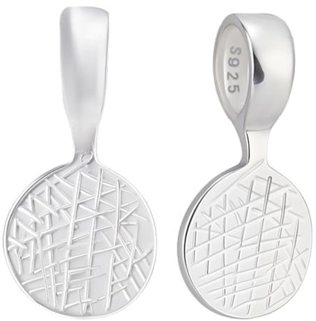 Beebeecraft 2Pcs 925 Sterling Silver Glue On Bails for Pendants 16x8mm Round Glue-On Flat Pad Bails Pendant Cabochon Jewellery Findings with Polishing Cloth for Earring Necklace Diy Supplies