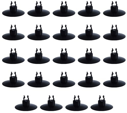 MC MEICHUANG 24 Pcs Black Aquarium Suction Cup Clips Airline Tube Holders for Fish Tank, Hose Clamp Accessories for Aeration Setup