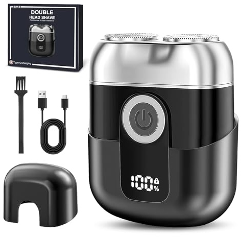 flintronic Mini Rasierer Herren Elektrisch mit LED-Anzeige, IPX6 Wasserdichter Elektrorasierer, Tragbarer Stumm Waschbar Mini Elektrorasierer, USB-C-Aufladung, 90min Laufzeit