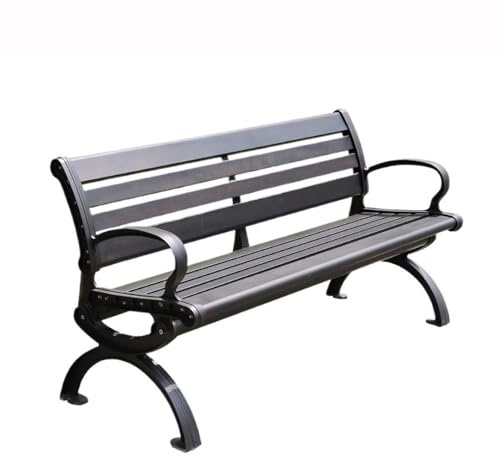 Lizhuzhuzs28 Parkbank Schwarze Retro-Aluminium-Freizeit-Mehrpersonen-Außenbank Parkbank 1,5/1,8 m Gartenbank(Mittel)