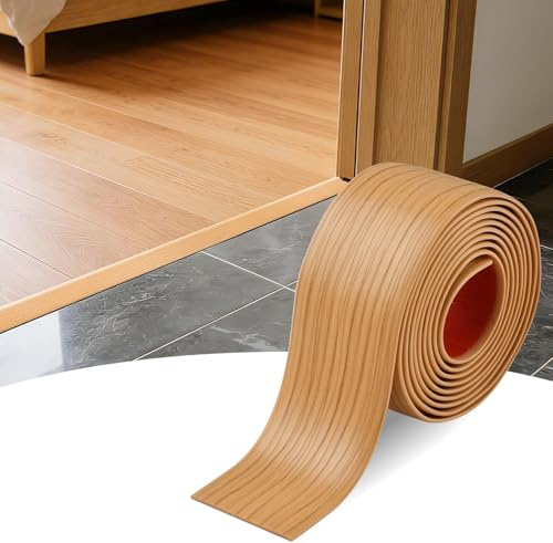 Zayejod 9M PVC Floor Transition Strip Self Adhesive,Yellow Oak Grain 5CM | Vinyl Flat Floor Divider Strip Carpet Cover Strips Laminate Threshold Flooring Edge Trim for Joining Floor Tiles Gap Door Bar