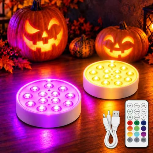 Poolbeleuchtung Unterwasser Licht, 2 Stück USB LED Wiederaufladbar Pool Lichter mit Fernbedienung | IP68 Wasserdicht,16 Farben,13 LEDS Pool Lichter für Schwimmbad Brunnen Teich Aquarium Party Spa Deko