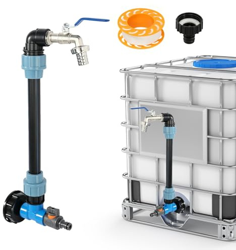 IBC Schwanenhals 3/4 Auslaufhahn, 2 In 1 Regenfass Auslaufhahn Set