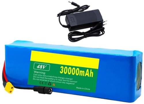 48V 30Ah 13S3P Batería De Iones De Litio Para Bicicleta Eléctrica Con Cargador BMS Integrado PVC Impermeable Para Motores De 0 A 800W Larga autonomía 48V 30Ah,T