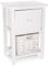 LIVIVO White Shabby Chic Wooden Bedside Cabinet – Ready Assembled Nightstand with Drawer & Cloth-Lined Wicker Basket – Vintage Bedroom Storage Unit, No Assembly Required