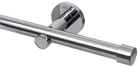 GARDINEUM 120 cm Gardinenstange Ø 20 mm Cap,alle Längen bis 4,00 m möglich, modern, 1-Lauf, chrom-glanz (ohne Ringe)