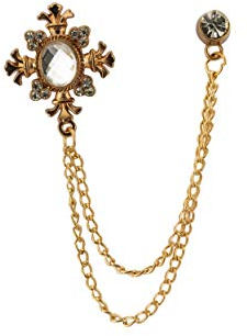 Knighthood Pierre transparente avec gravure or rose - Broche à suspendre pour manteau, costume, cadeau de mariage, fête, chemise, accessoires pour homme