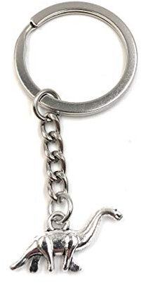 Onwomania - Dino laufend Pflanzenfresser Dinosaurier Schlüsselanhänger - Metall Glücksbringer ideal als Geschenk z.B. für den besten Freund, die beste Freundin, Mama - Für Männer, Frauen & Kinder
