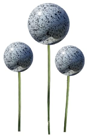 Jürgen Bocker Garten-Ambiente Gartenstecker Rosenkugel 3er-Set 15-10-10 cm Edelstahl mit Granitlackierung in Weiss auf Stab 80 cm